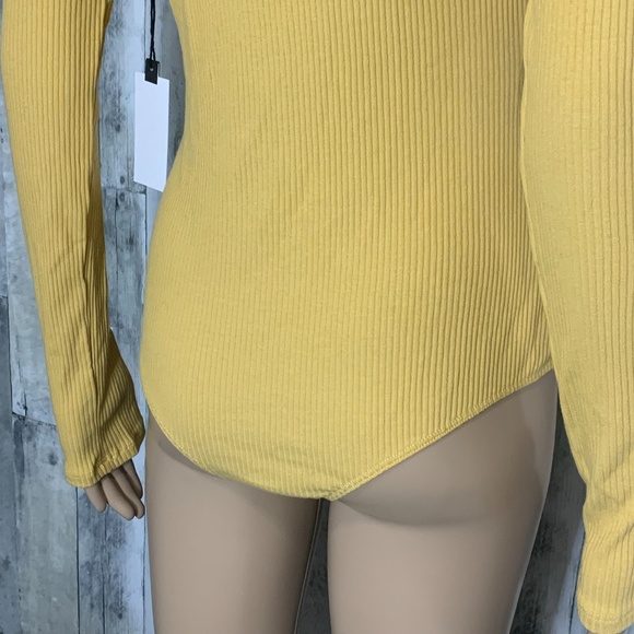 Astr Knot Front Yellow Knit Ribbed Bodysuit NWT - Picture 4 of 9